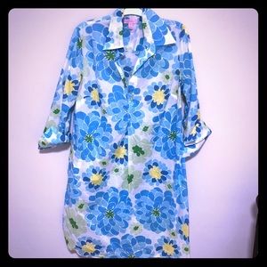 Vintage Lilly Pulitzer cotton shirtdress tunic pockets summer lightweight